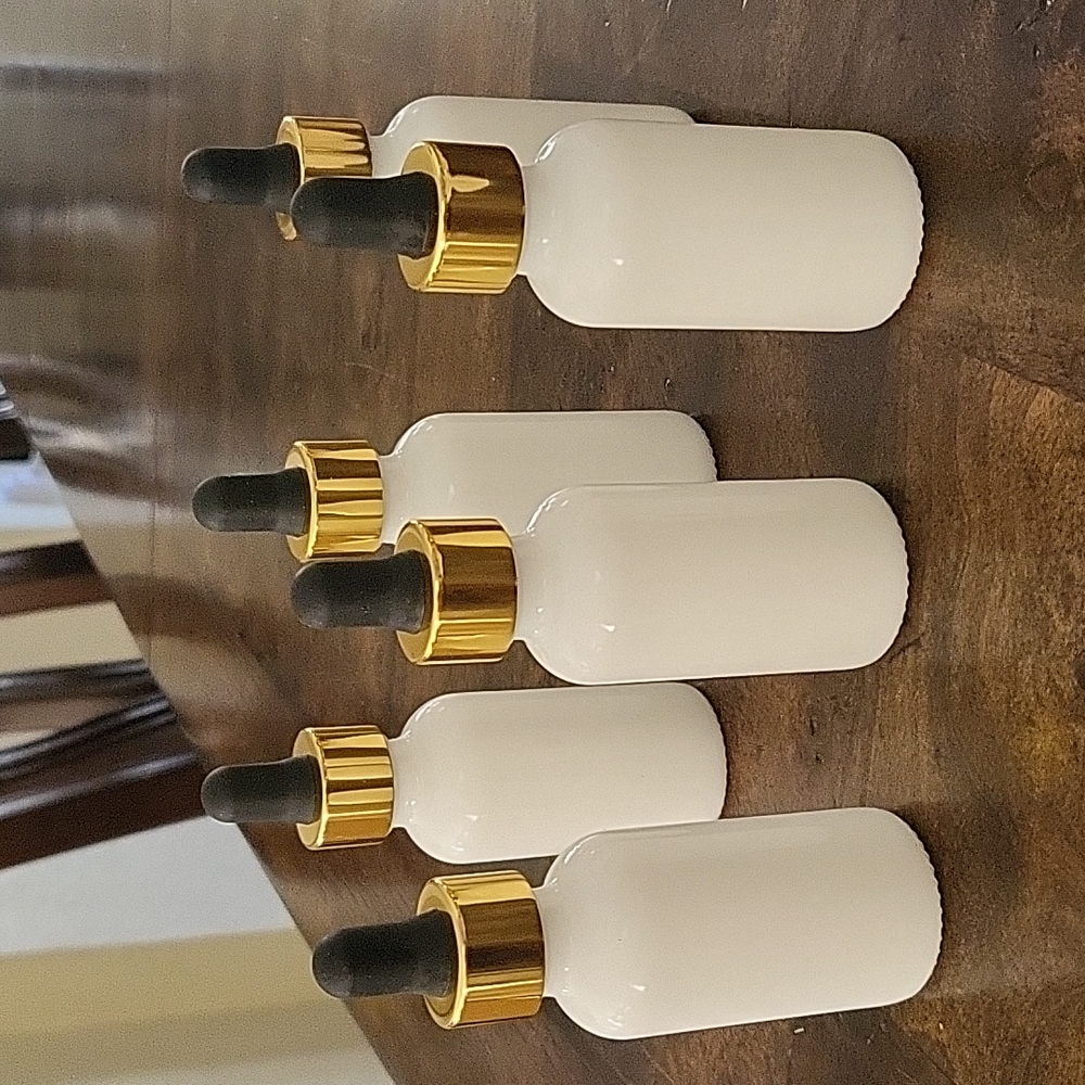 6 dropper jars 50ml / 1.7oz w/ gold metallic aluminum cap